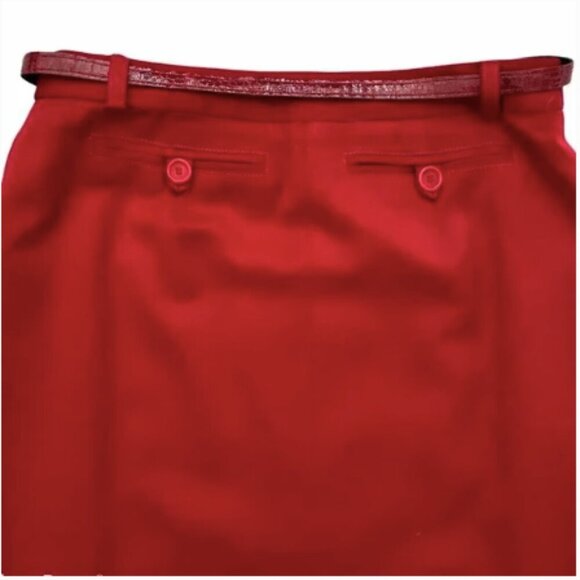 BARAMI Stunning Red Pencil Skirt with Matching Belt. Color: lipstick red. Size: - Picture 2 of 4
